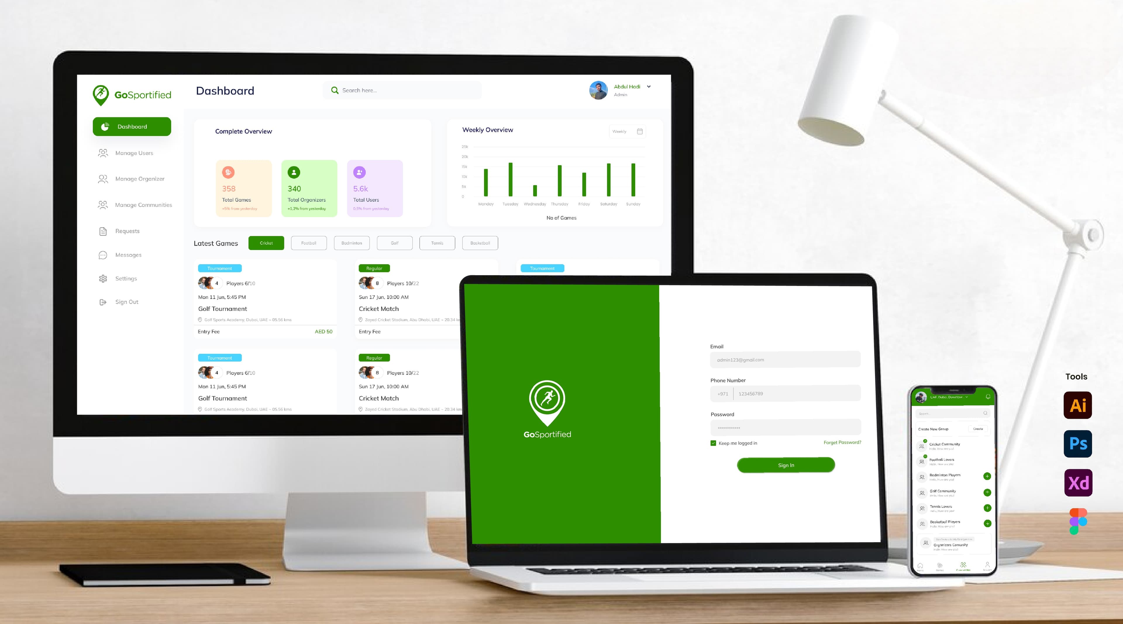 Go Sportified • Sports site Admin Panel